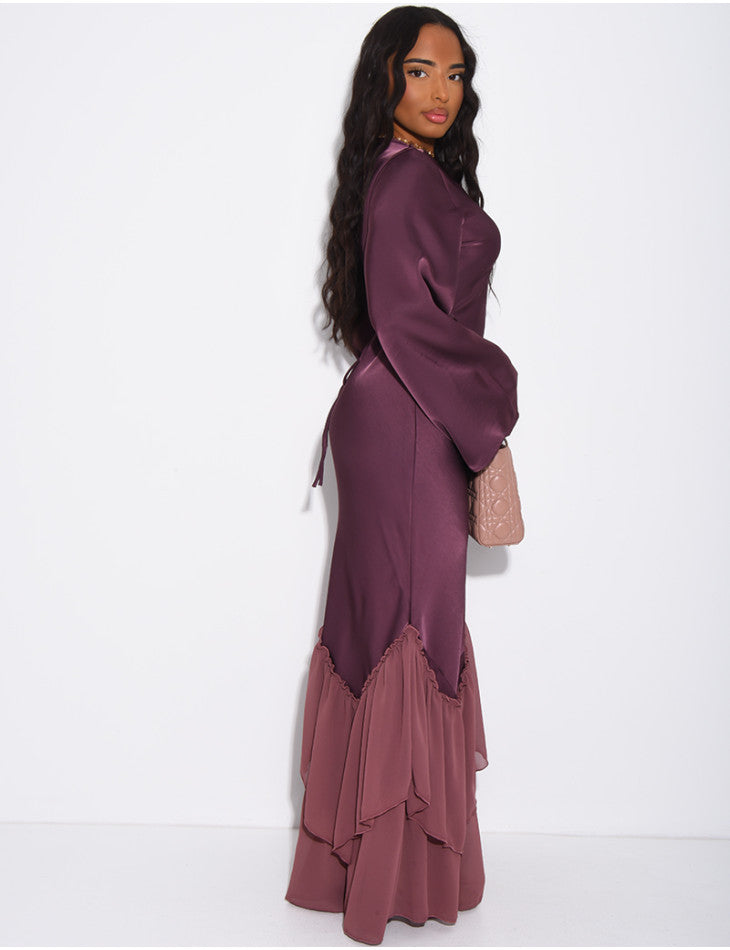 Raina Premium Satin Ruffle Dress