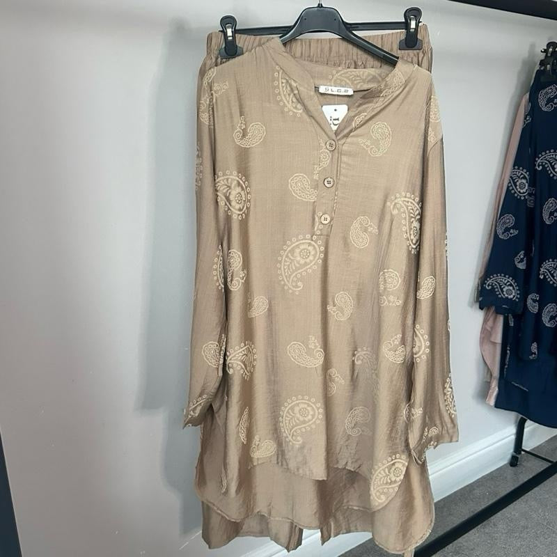 Paisley Printed Linen Feel Coord Set