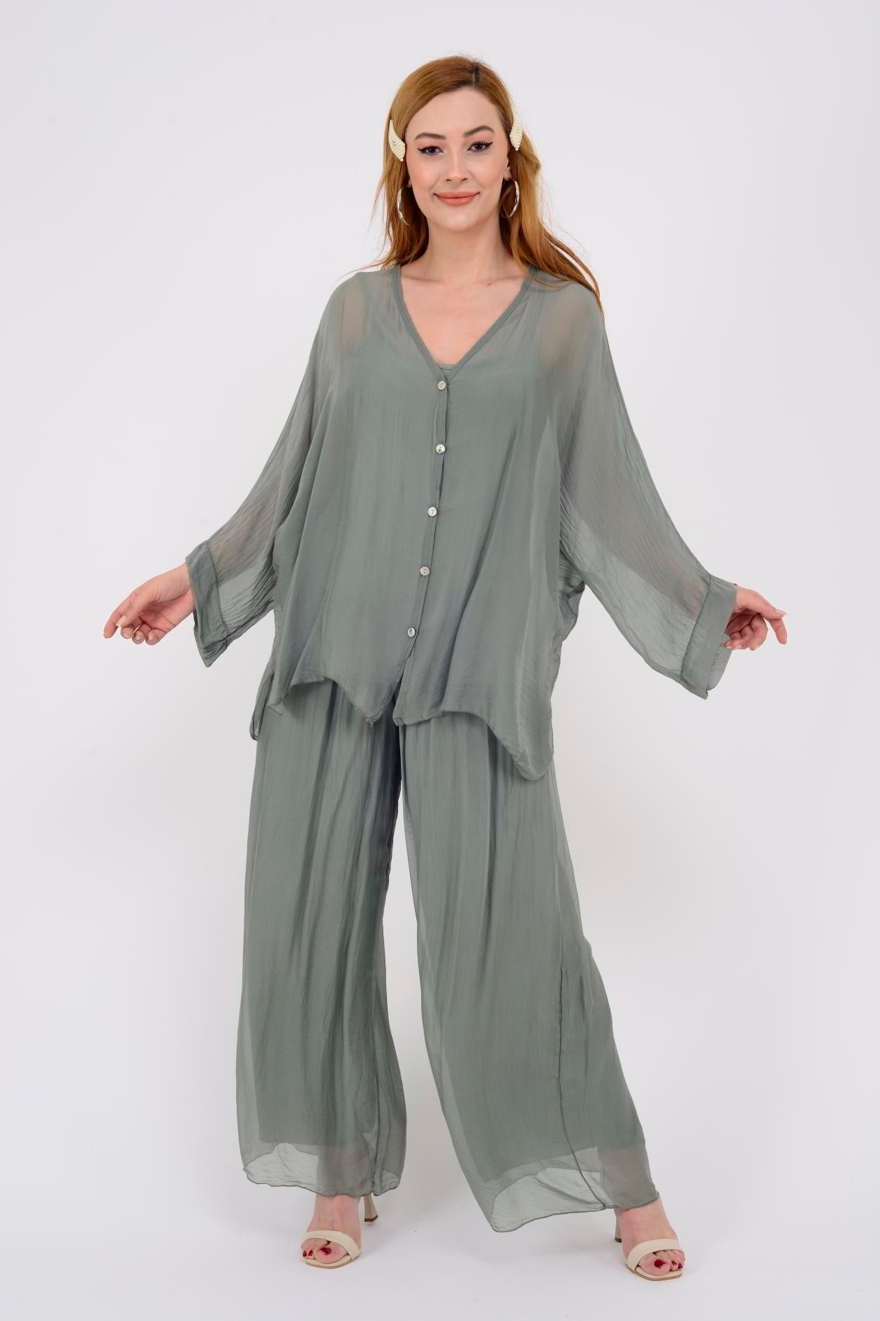 Plain Lightweight, Chiffon-Silk Feel, Summer Coords Button