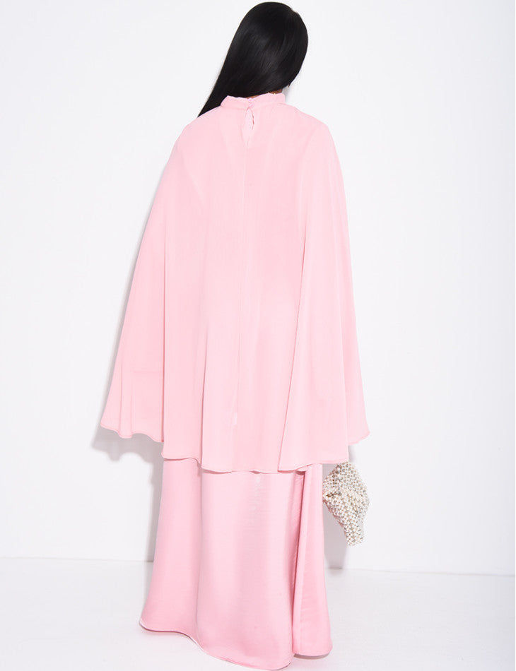 Nylah Cape Dress with adjustable belt