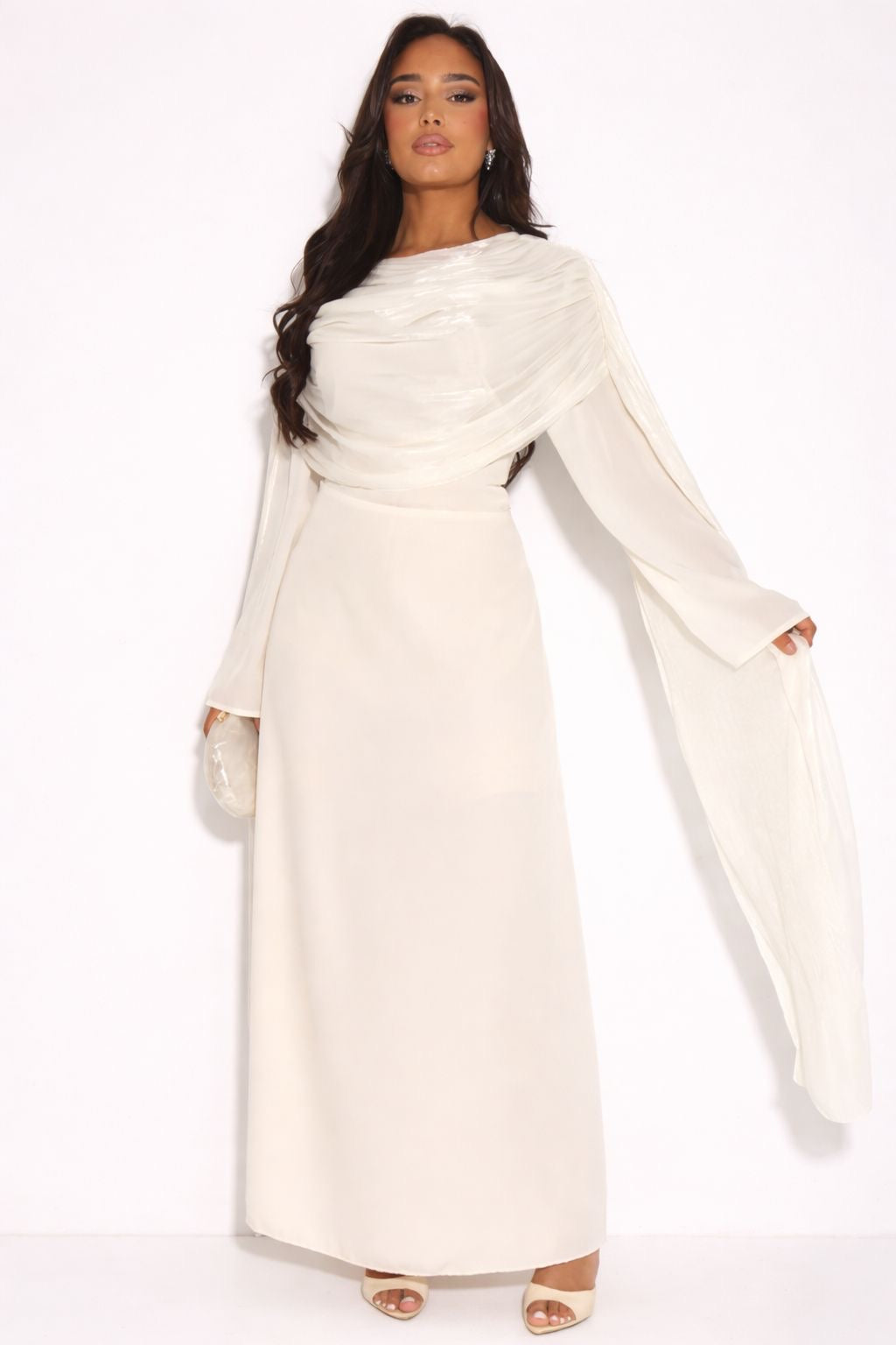 Hawa Shimmer Cape Dress