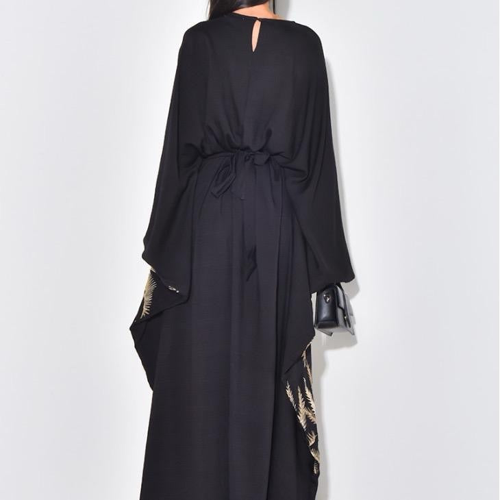 Palm Tree Embroidered Abaya Kaftan for Women