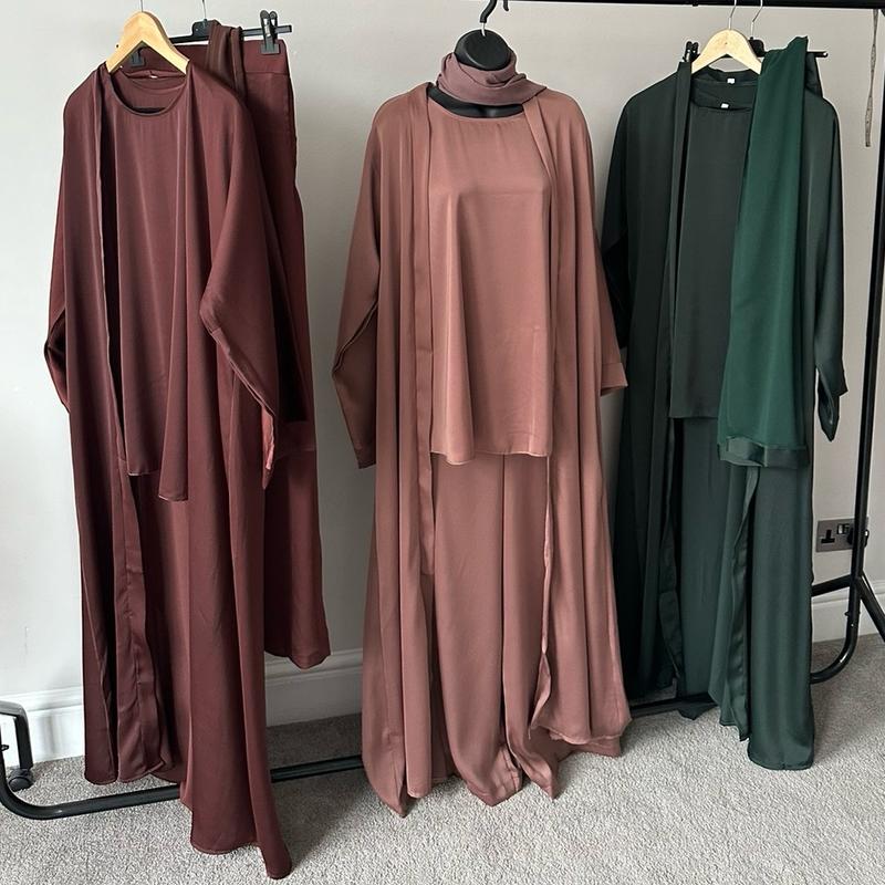 Satin kimono Abaya with Matching inner Coord Set