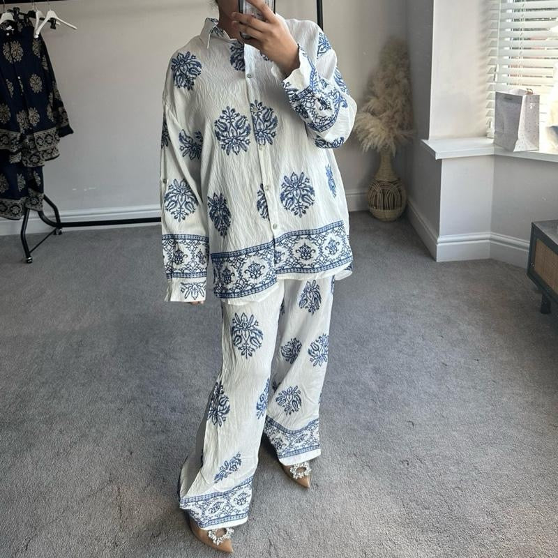 Women's Soft Linen Feel Embroidered Coord Set