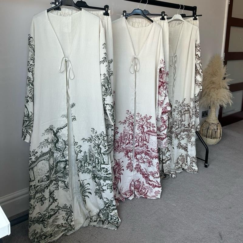 Exotic Printed Tie Front Kimono Coord open style Womenswear