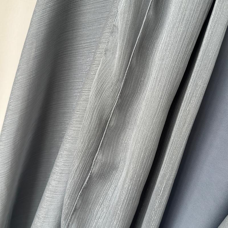 Elegant Sheer Sparkly Grey Abaya Set with Open Style Cape, Cuff Sleeves, and Satin Inner