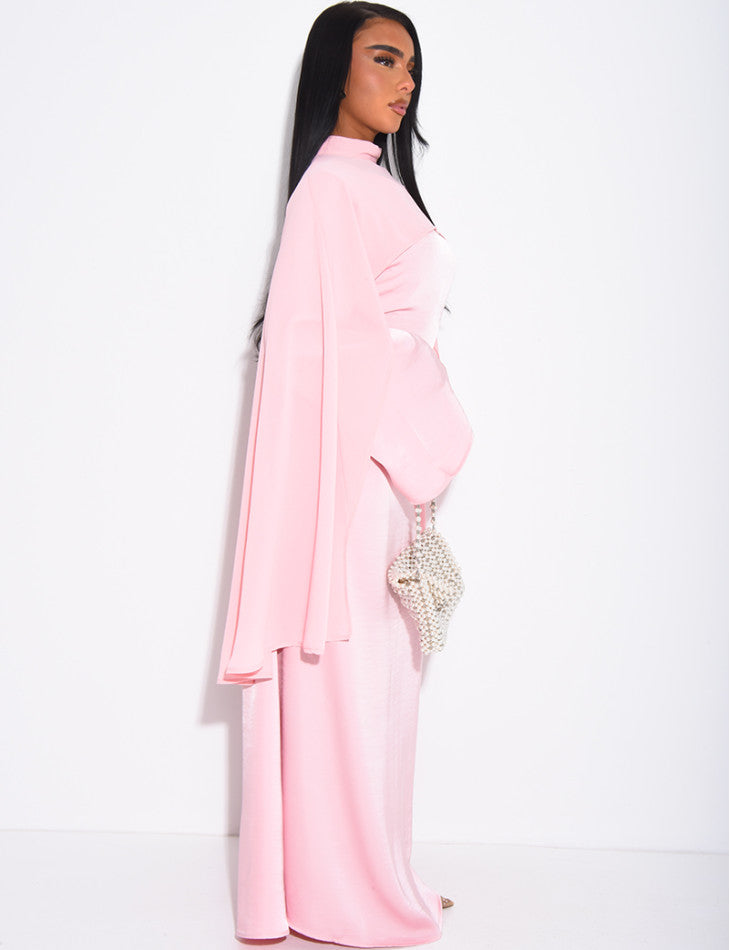 Nylah Cape Dress with adjustable belt