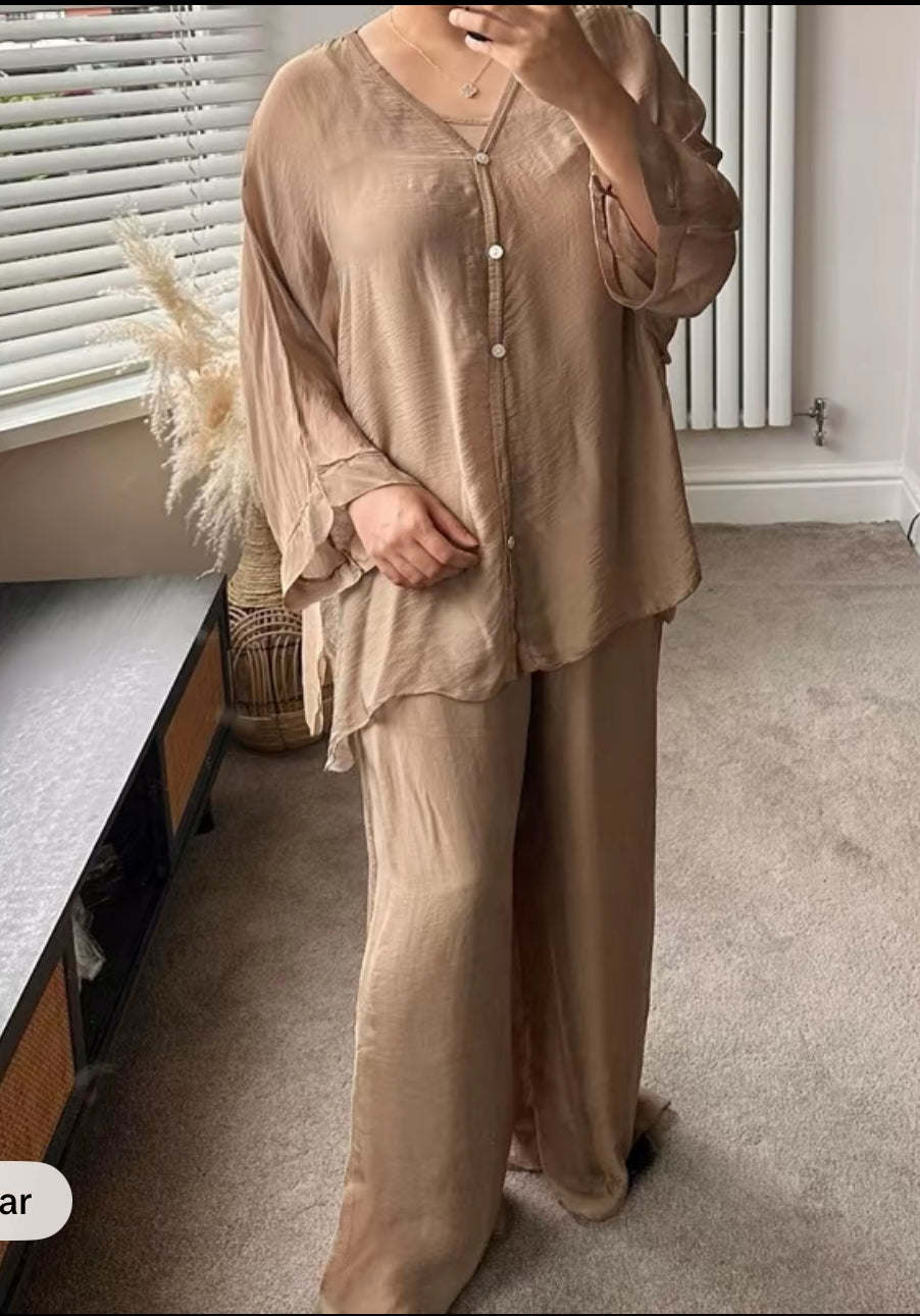 Plain Lightweight, Chiffon-Silk Feel, Summer Coords Button