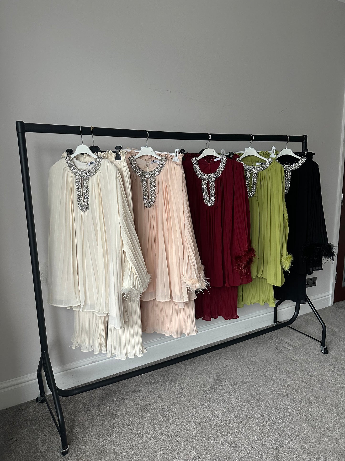 Zeina Premium Diamanté Pleated Co Ord