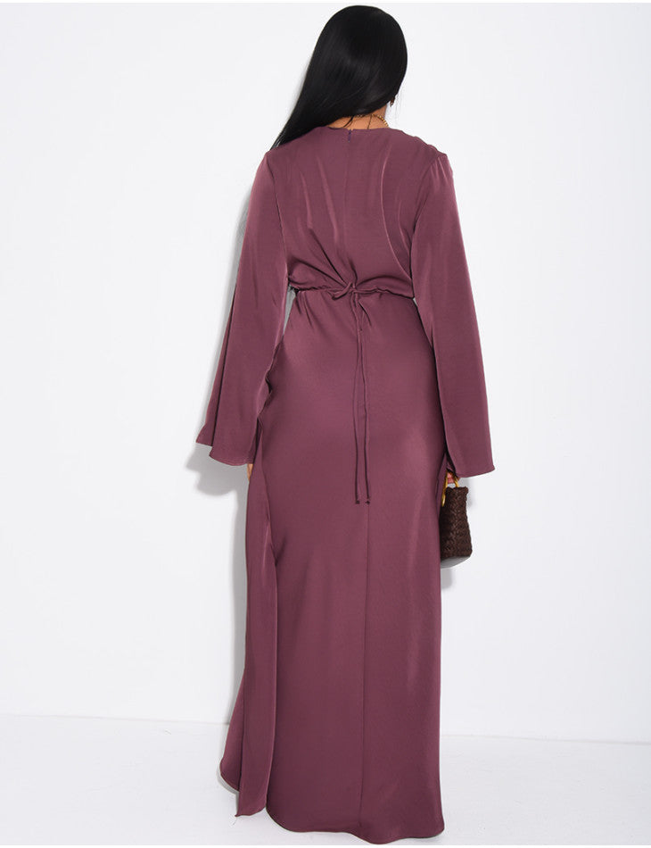 Lea Jewelled Detail Tiered Satin Dress