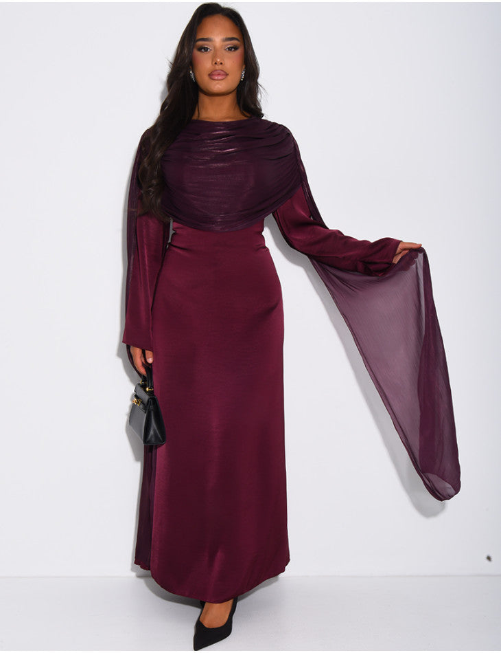 Hawa Shimmer Cape Dress