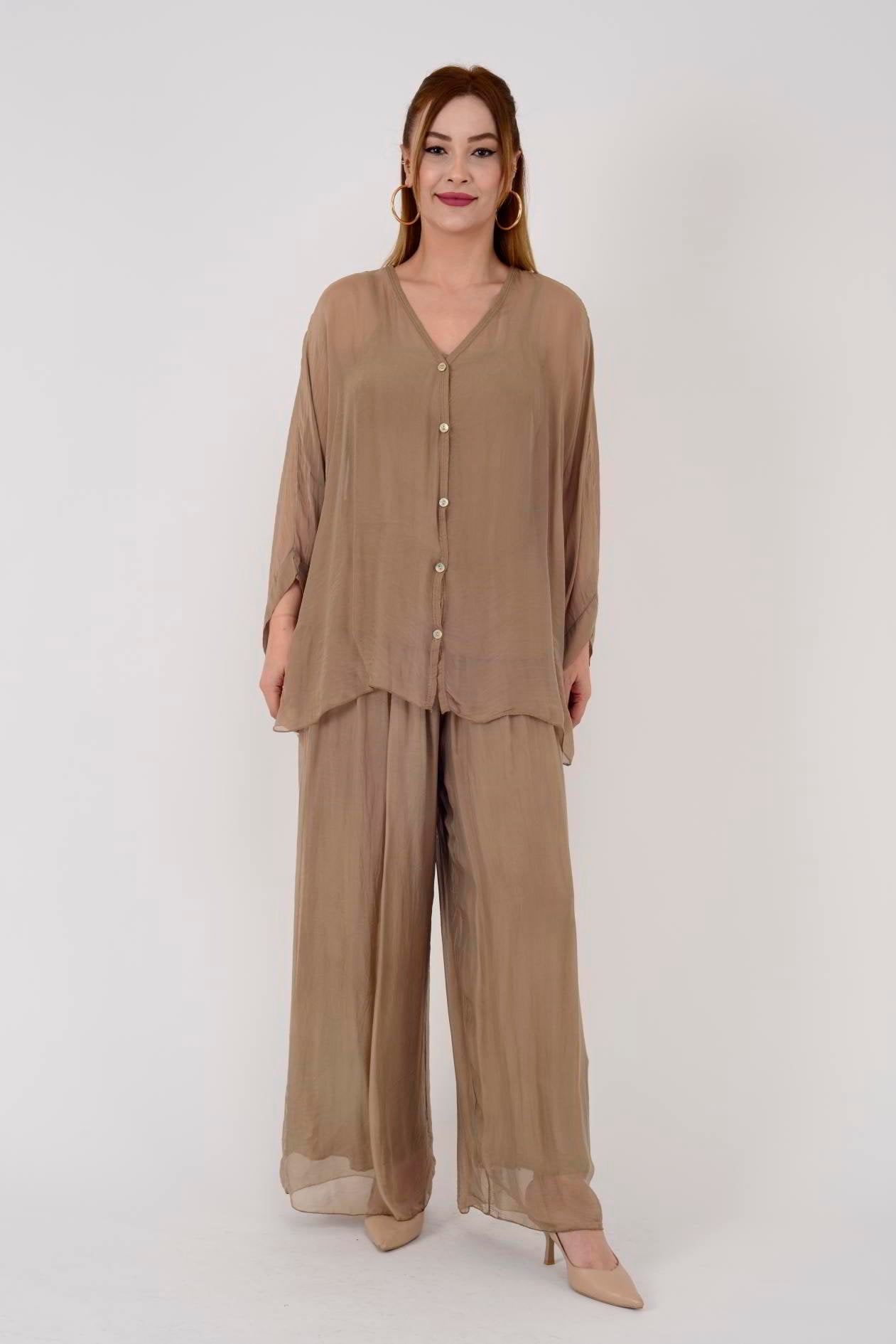Plain Lightweight, Chiffon-Silk Feel, Summer Coords Button