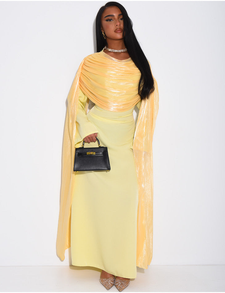 Hawa Shimmer Cape Dress
