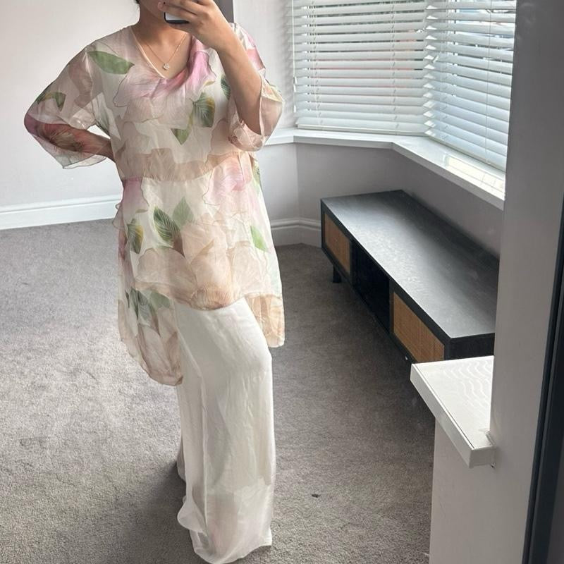 Chiffon Silk Layered Floral Print Coord