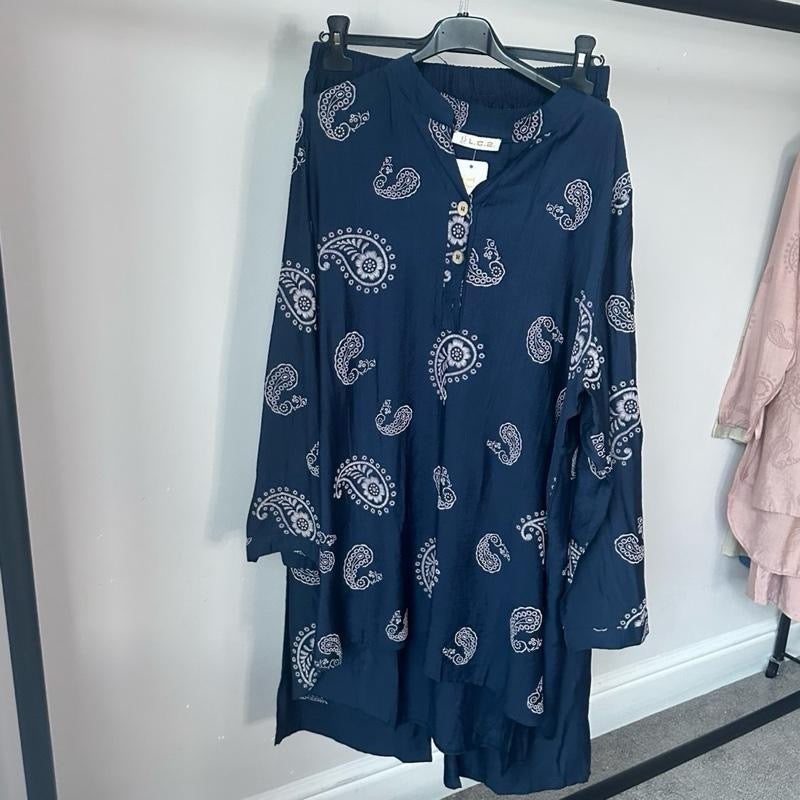 Paisley Printed Linen Feel Coord Set