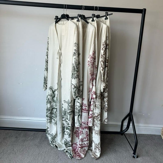Exotic Printed Tie Front Kimono Coord open style Womenswear