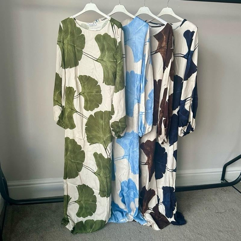 Maeesha Palm Print Linen Dress