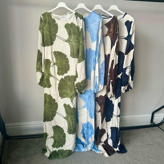 Maeesha Palm Print Linen Dress