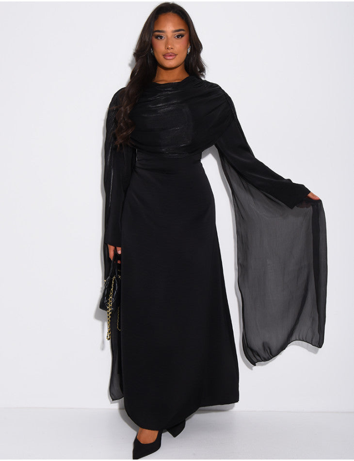 Hawa Shimmer Cape Dress