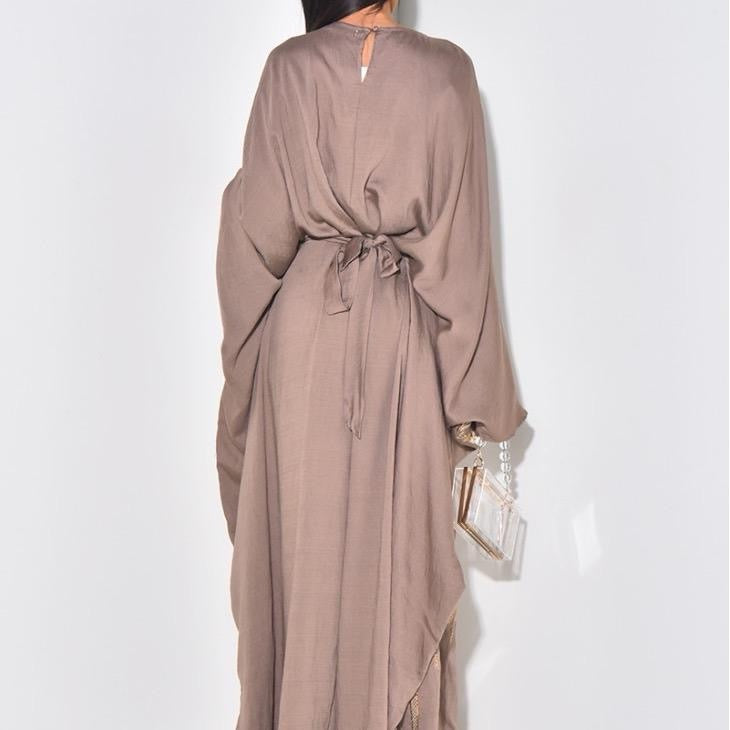 Palm Tree Embroidered Abaya Kaftan for Women