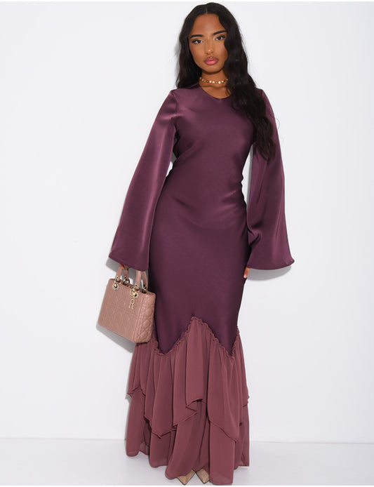 Raina Premium Satin Ruffle Dress