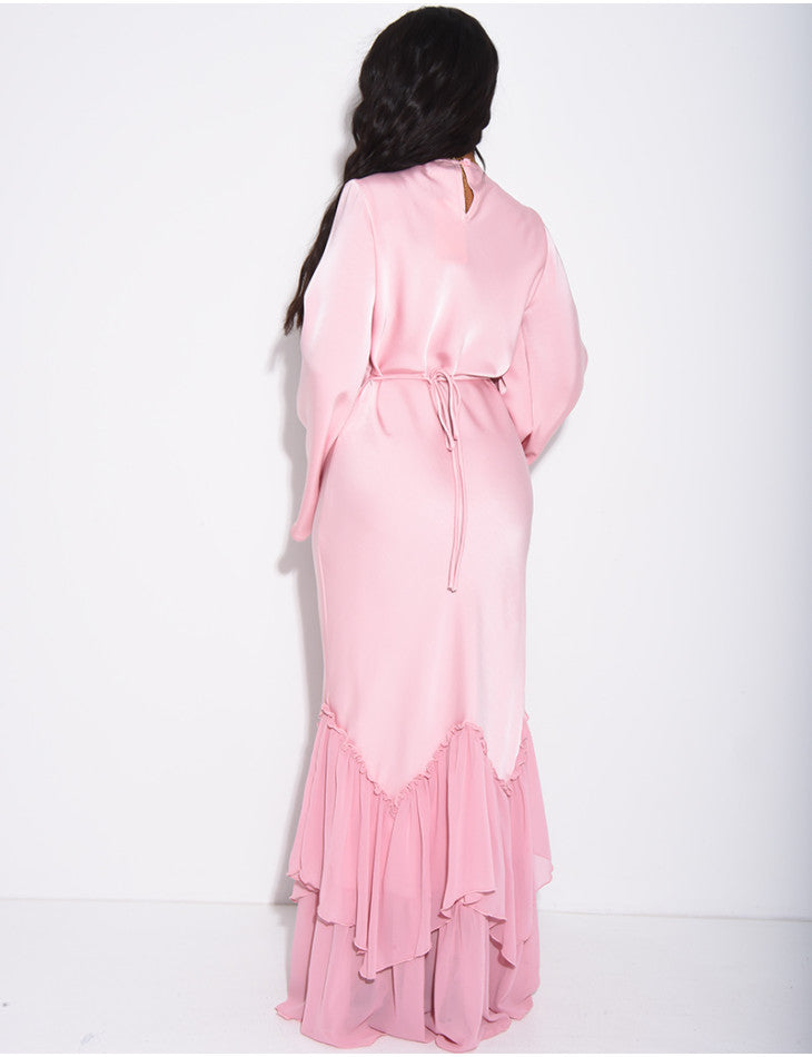 Raina Premium Satin Ruffle Dress