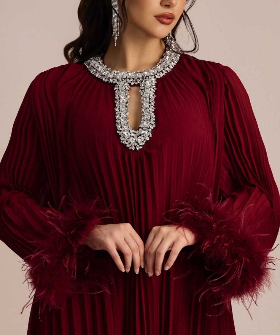 Zeina Premium Diamanté Pleated Co Ord