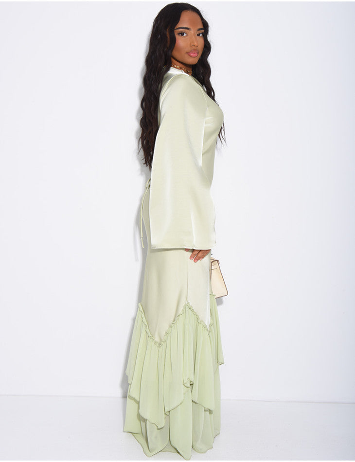 Raina Premium Satin Ruffle Dress