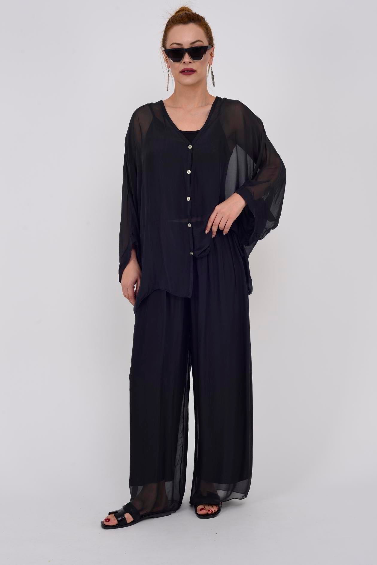 Plain Lightweight, Chiffon-Silk Feel, Summer Coords Button