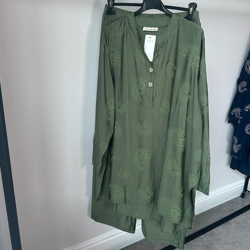 Paisley Printed Linen Feel Coord Set