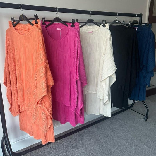 Batwing Style Wave Textured Stretchy Coord Womenswear