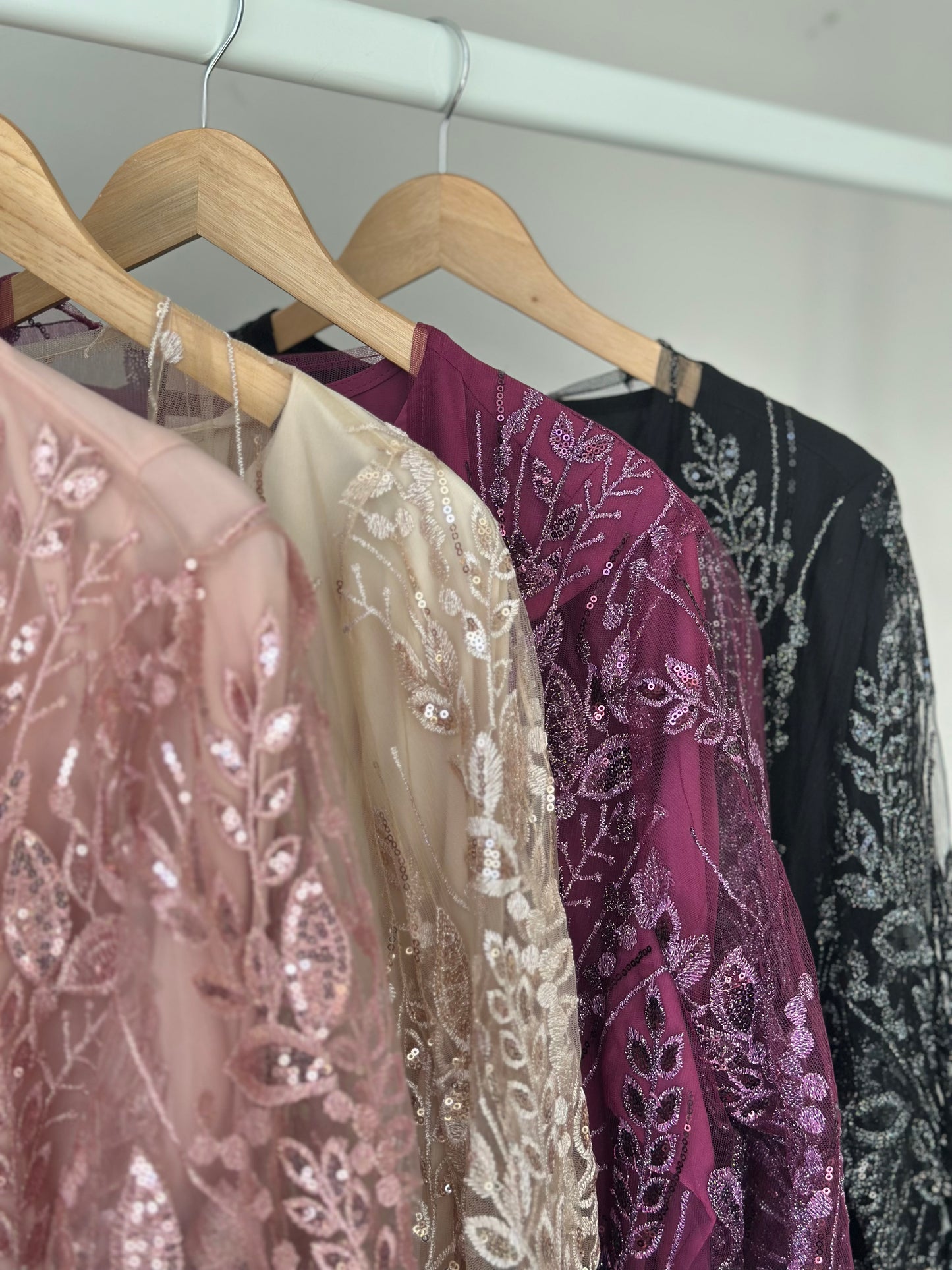 Mariam Embellished Dress and Kimono Abaya Set
