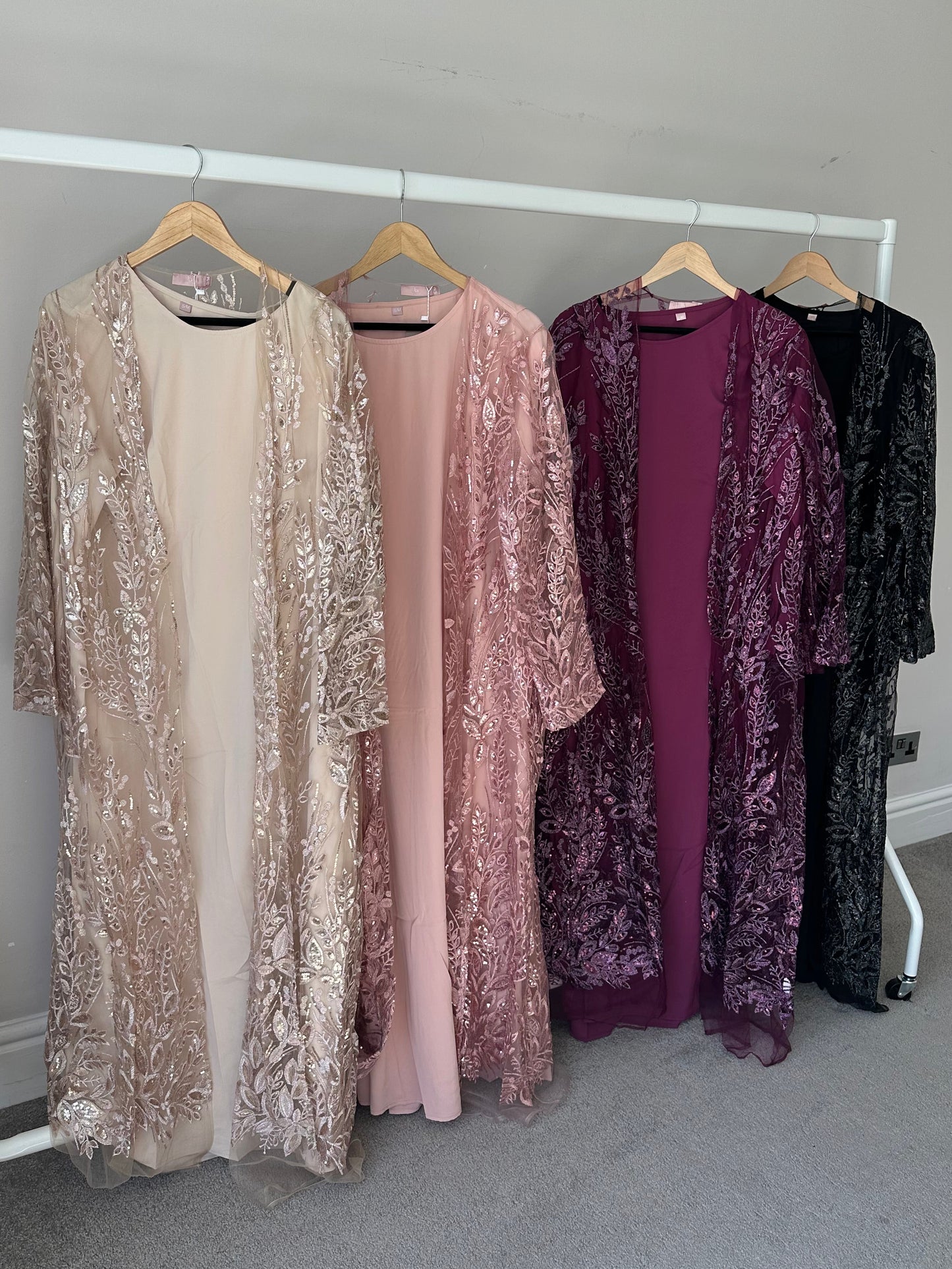Mariam Embellished Dress and Kimono Abaya Set