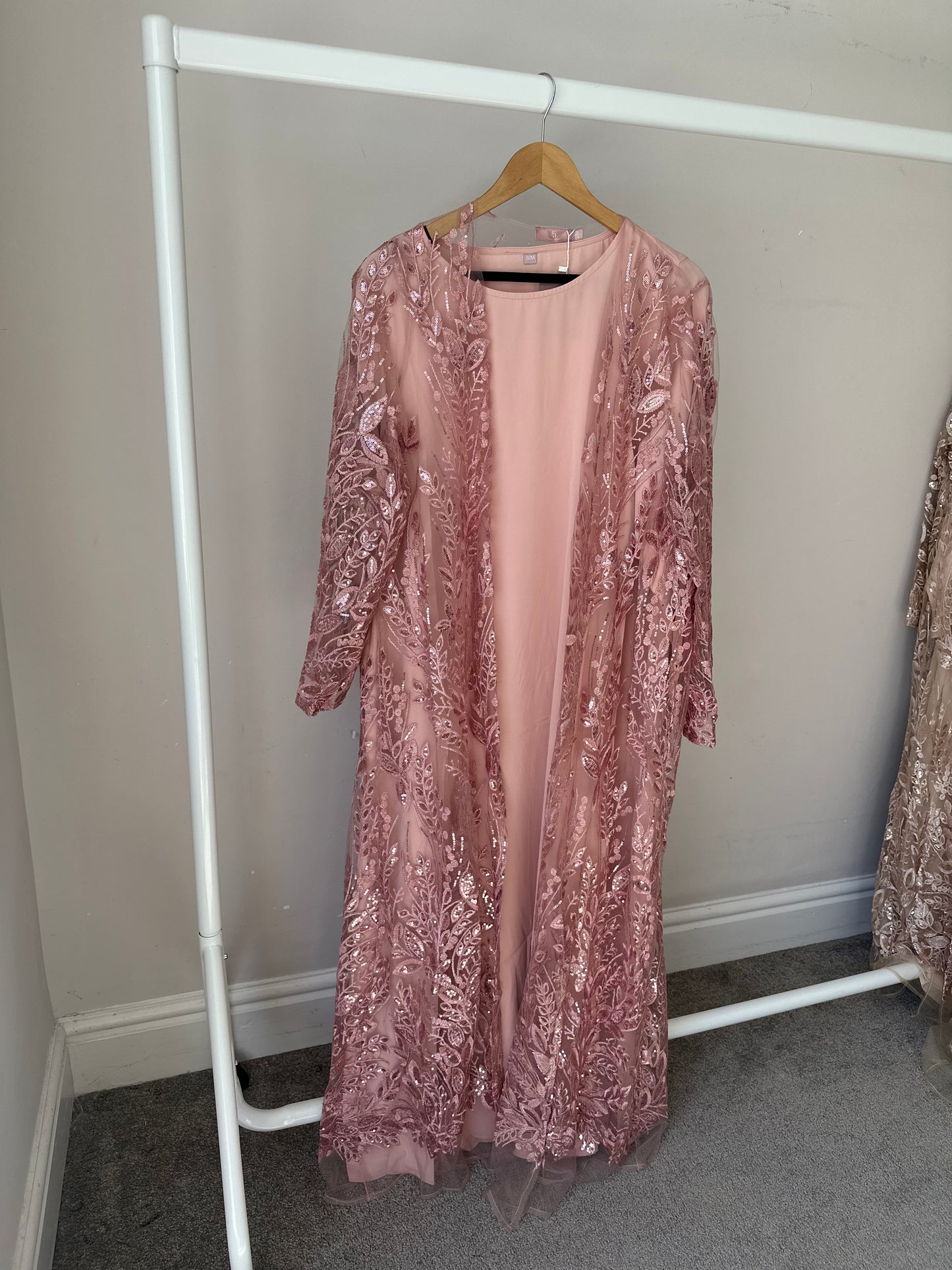 Mariam Embellished Dress and Kimono Abaya Set
