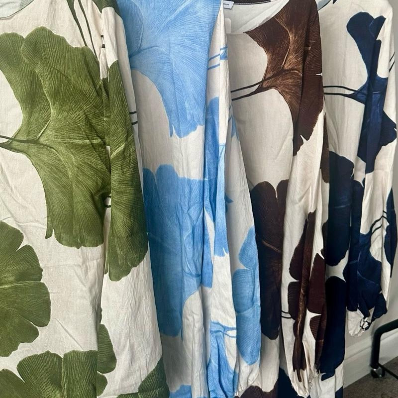 Maeesha Palm Print Linen Dress