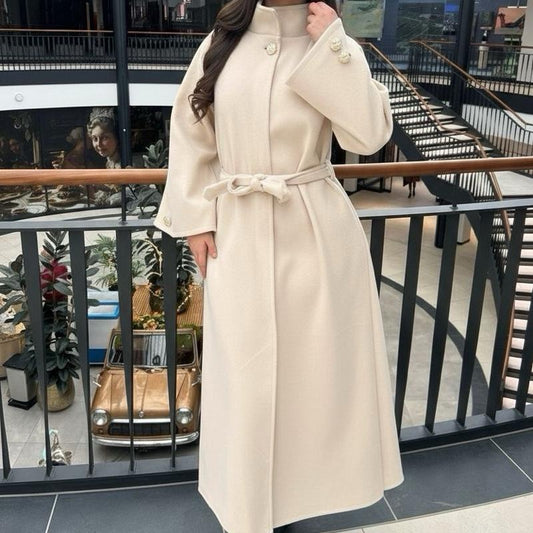Farah High Neck Button Coat with waist Belt