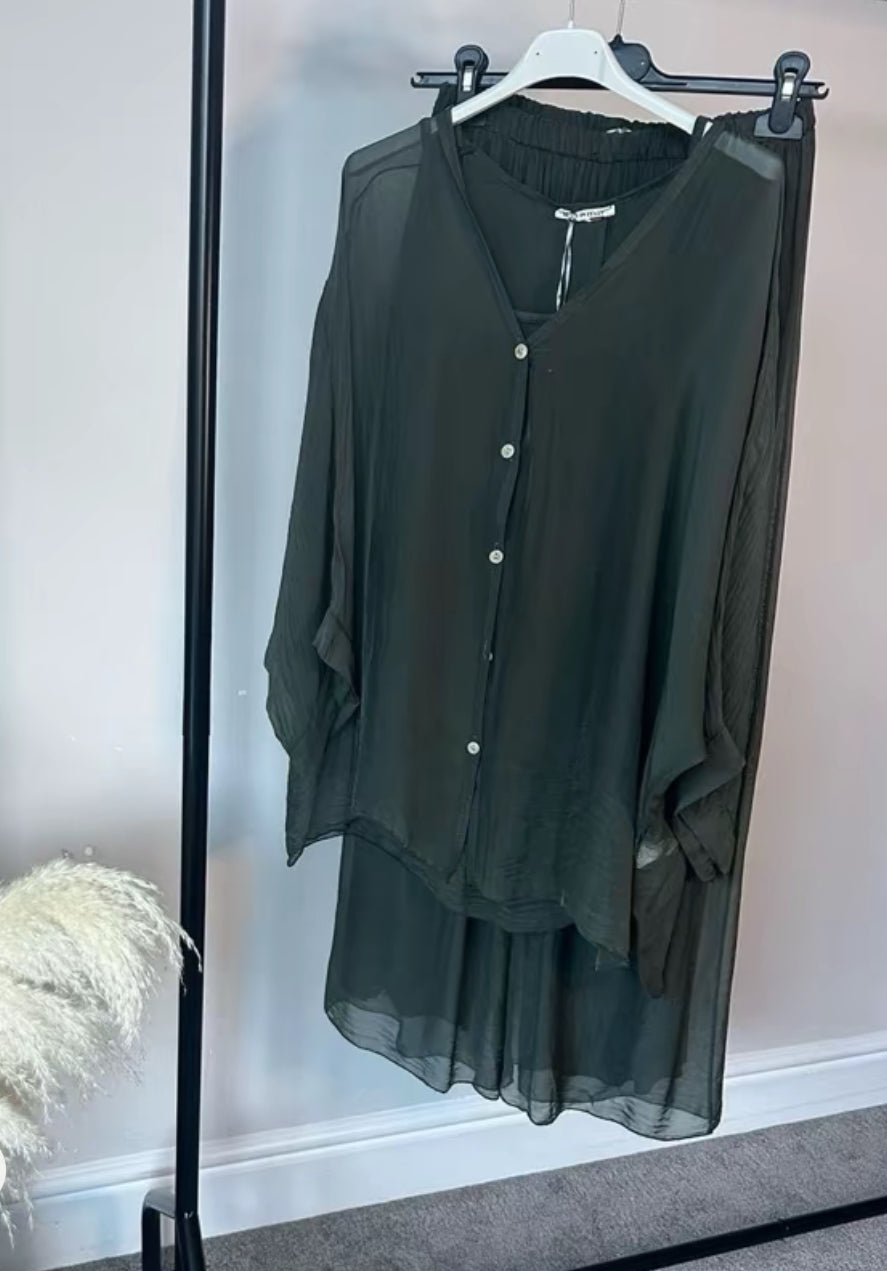 Plain Lightweight, Chiffon-Silk Feel, Summer Coords Button