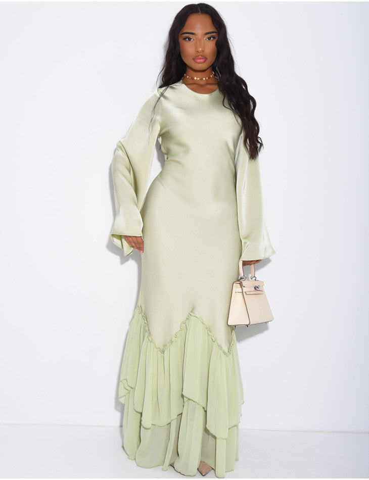 Raina Premium Satin Ruffle Dress