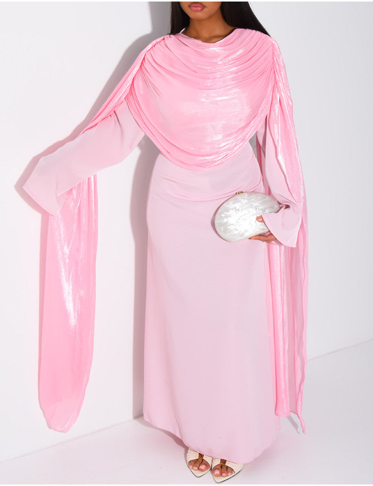 Hawa Shimmer Cape Dress