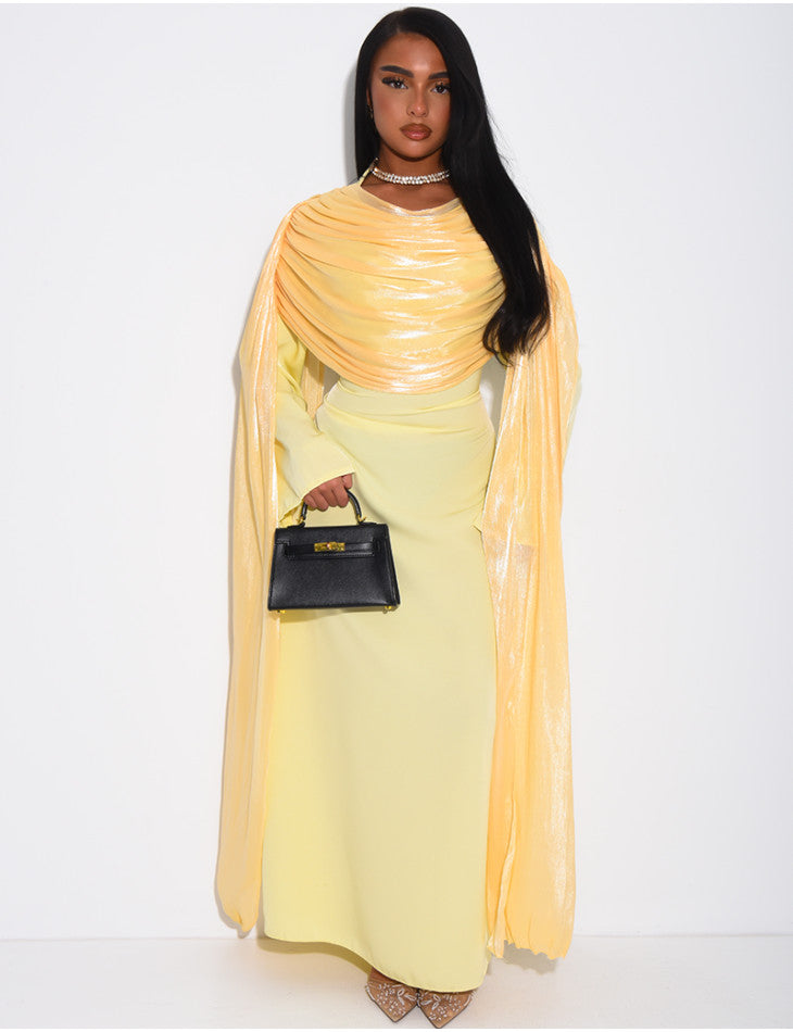 Hawa Shimmer Cape Dress