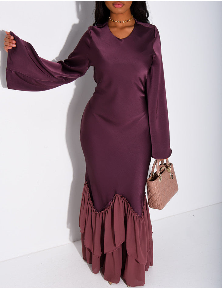 Raina Premium Satin Ruffle Dress