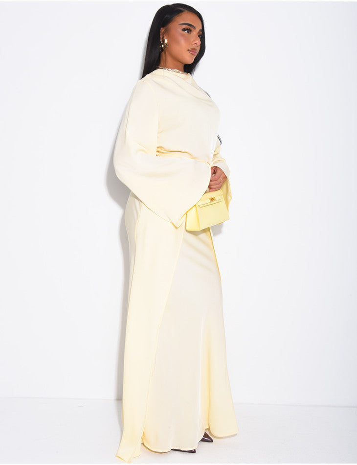 Lea Jewelled Detail Tiered Satin Dress