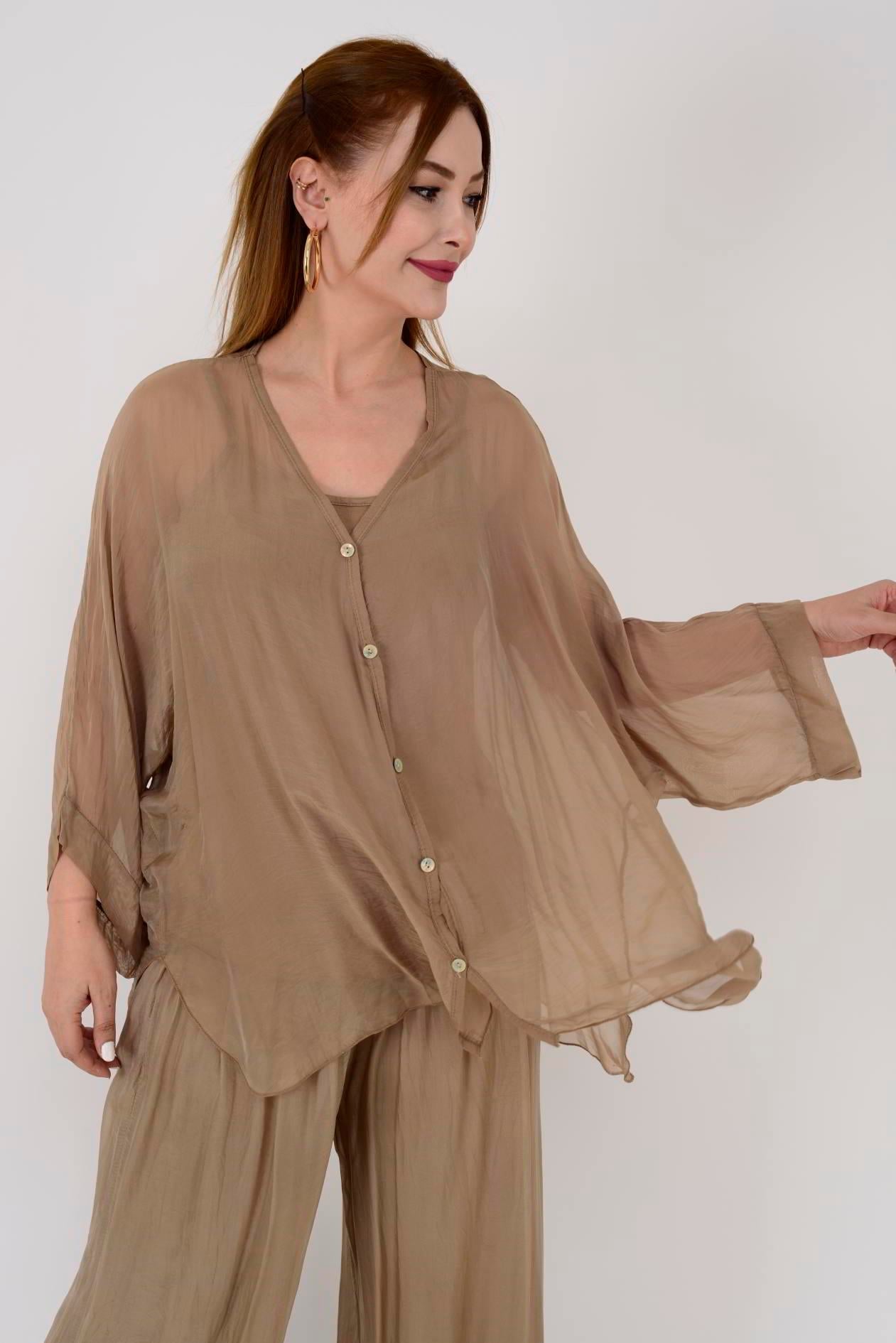 Plain Lightweight, Chiffon-Silk Feel, Summer Coords Button