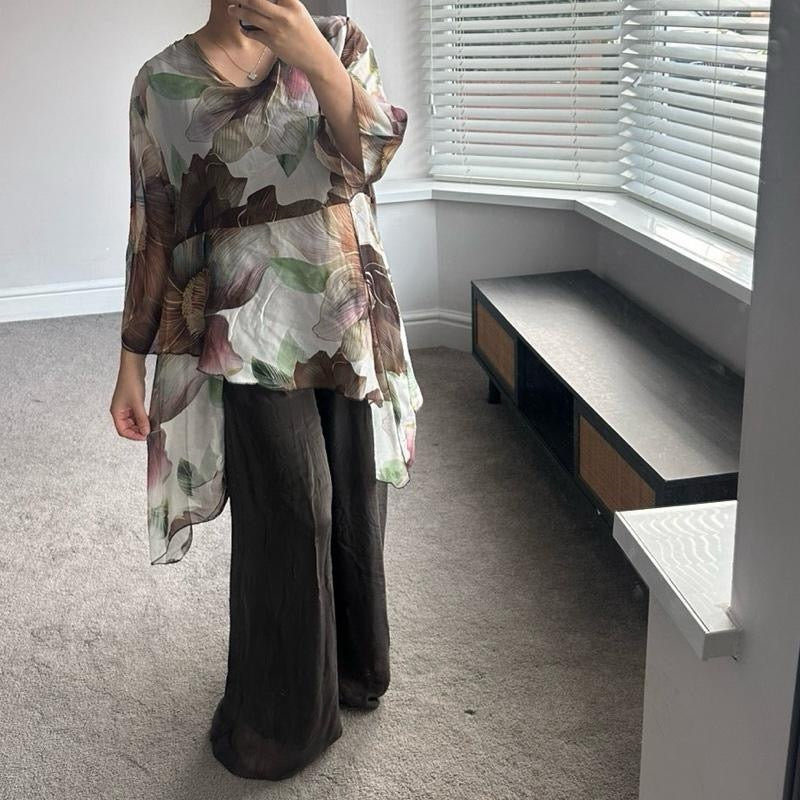 Chiffon Silk Layered Floral Print Coord