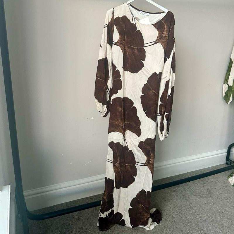 Maeesha Palm Print Linen Dress