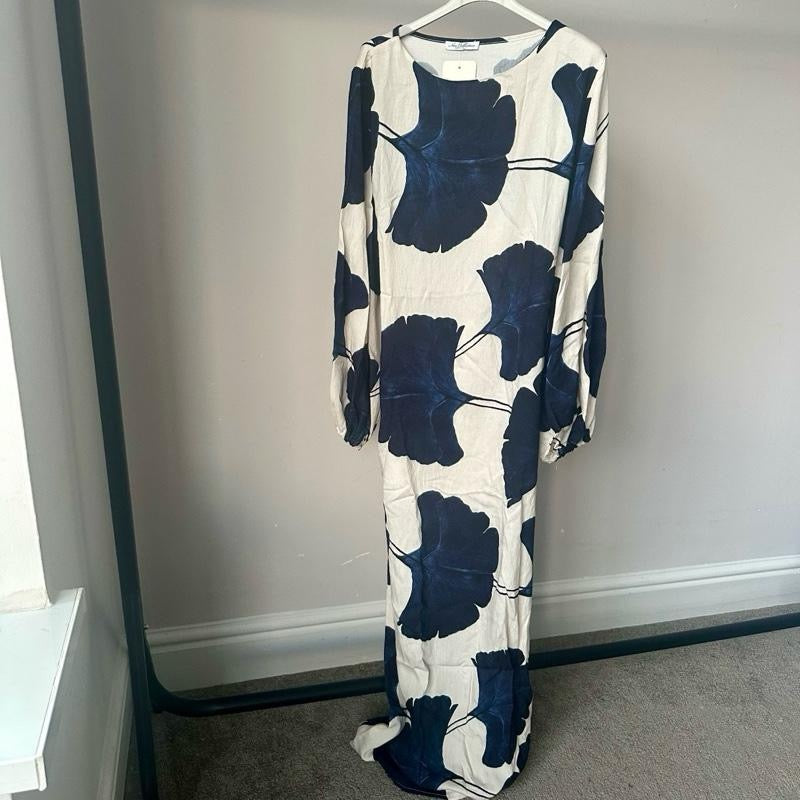 Maeesha Palm Print Linen Dress