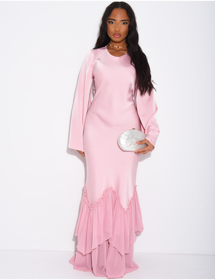 Raina Premium Satin Ruffle Dress