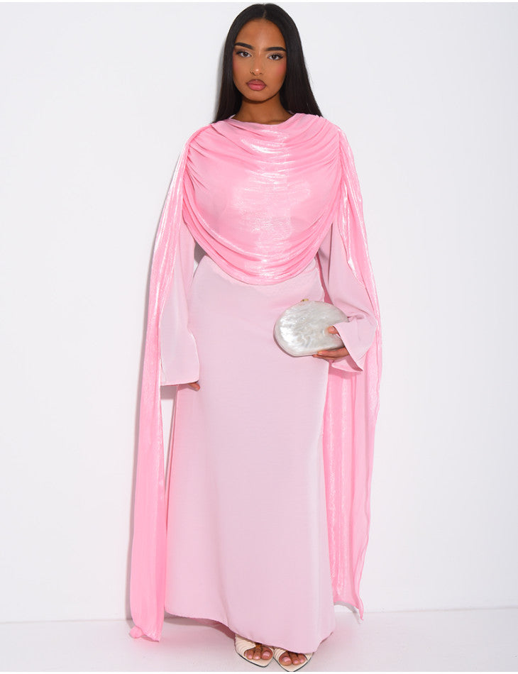 Hawa Shimmer Cape Dress