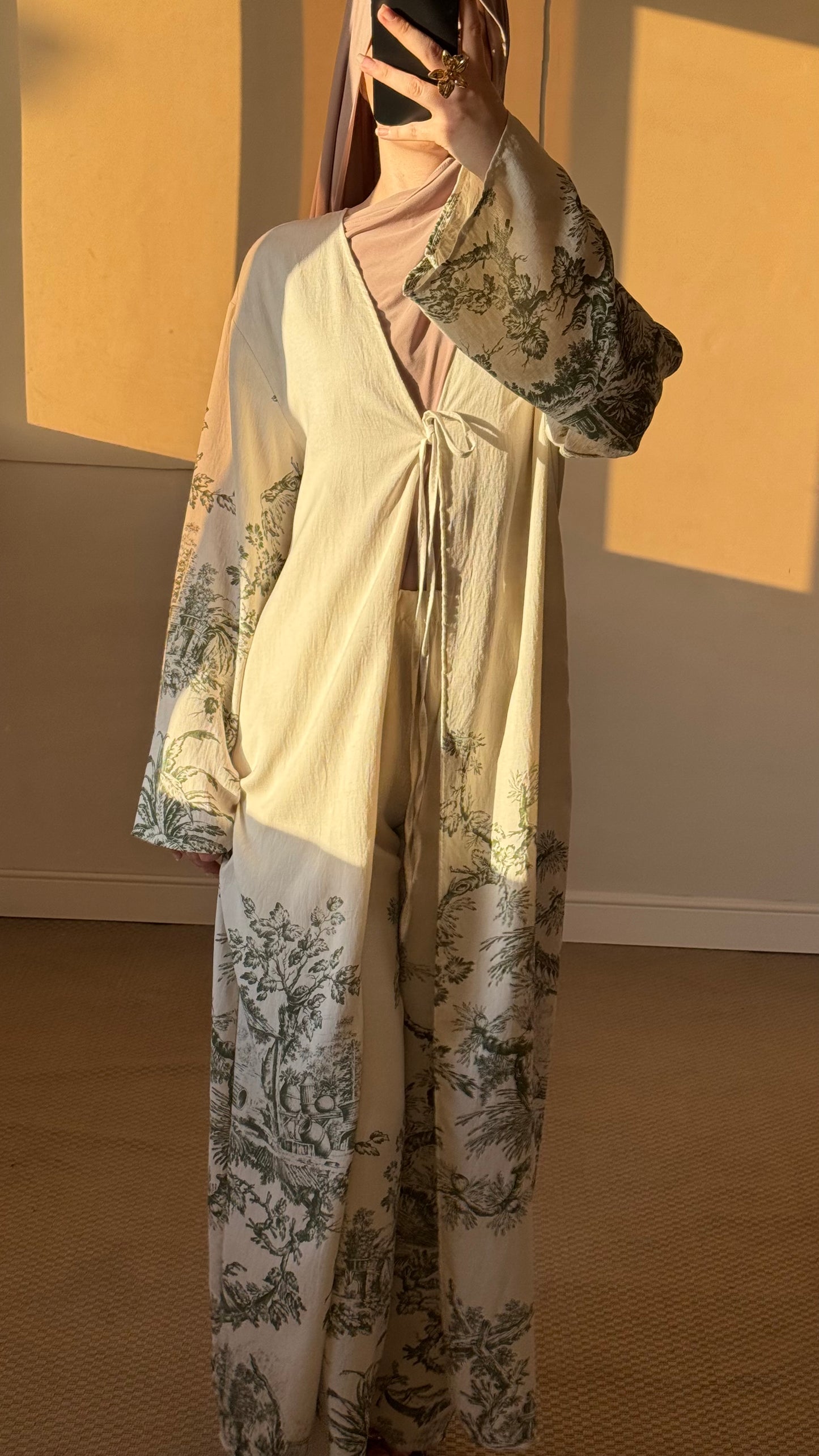 Exotic Printed Tie Front Kimono Coord open style Womenswear
