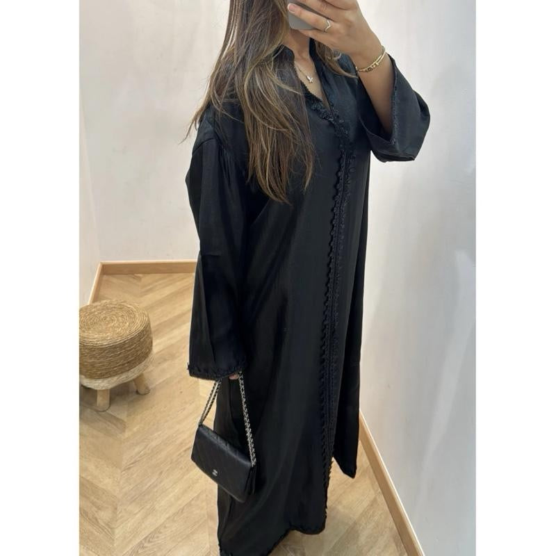 Aurora Dress Abaya with Lace Detailing - Formal Womenswear in Elegant Design
